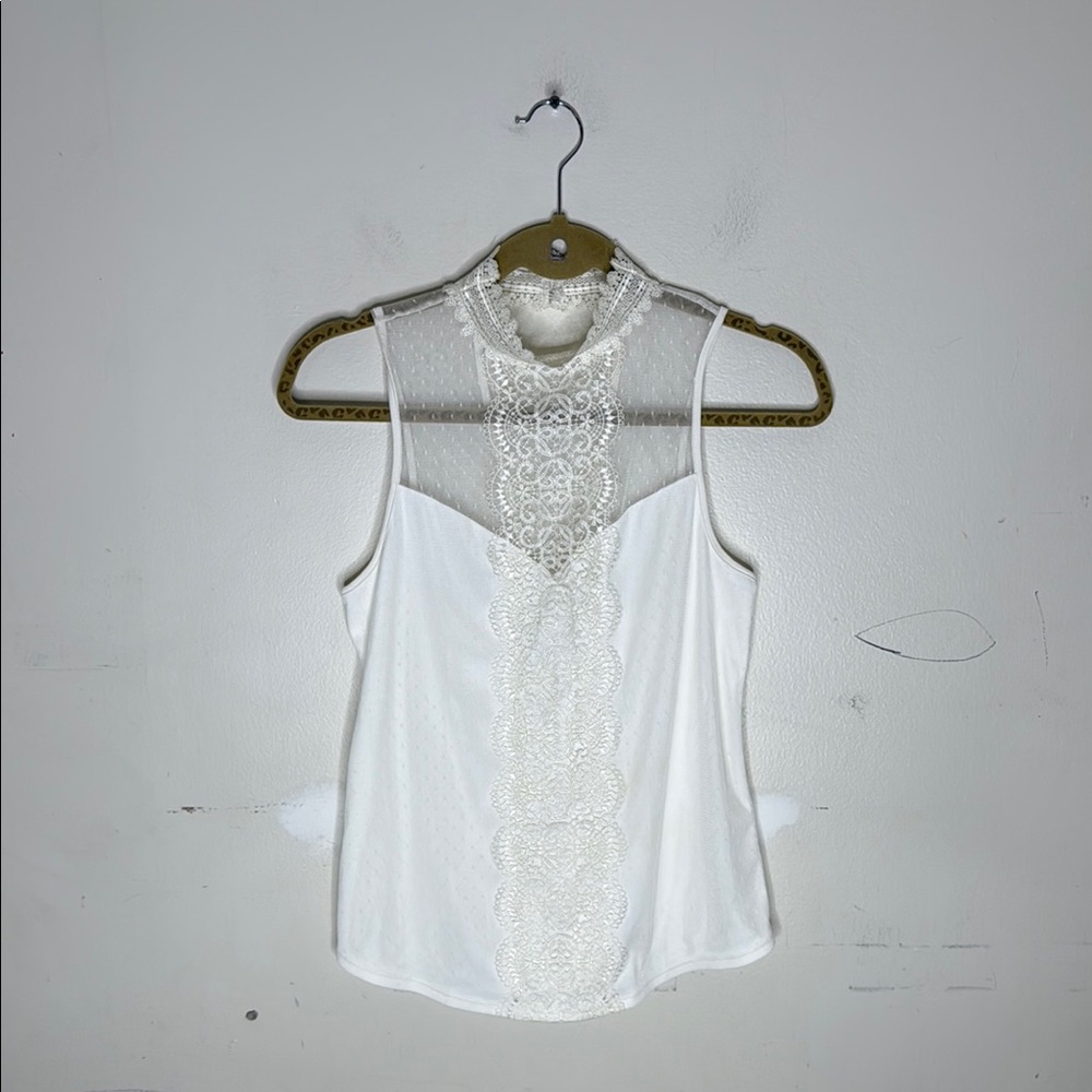 Express White Lace Polyester Detail Tank Top Size XS
